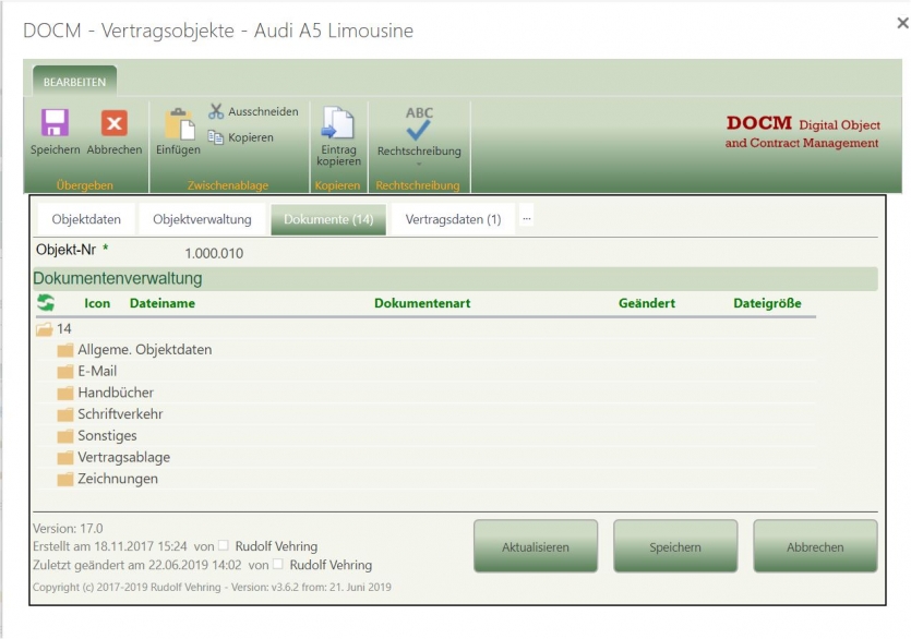 DOCMSet Vertragsobjekt Bild04 Dokumentenverwaltung